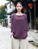 Retro Women cotton and linen Round Neck loose long-sleeved T-shirt