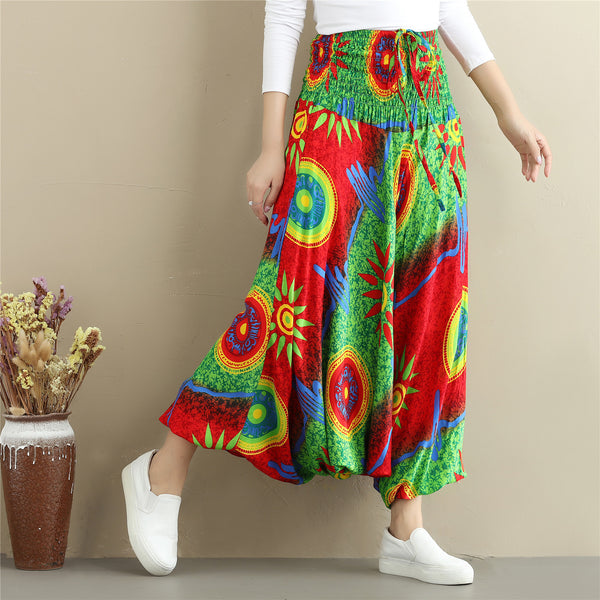 Women Cotton and Linen Extra Loose Cotton Hanging Crotch Casual Pants