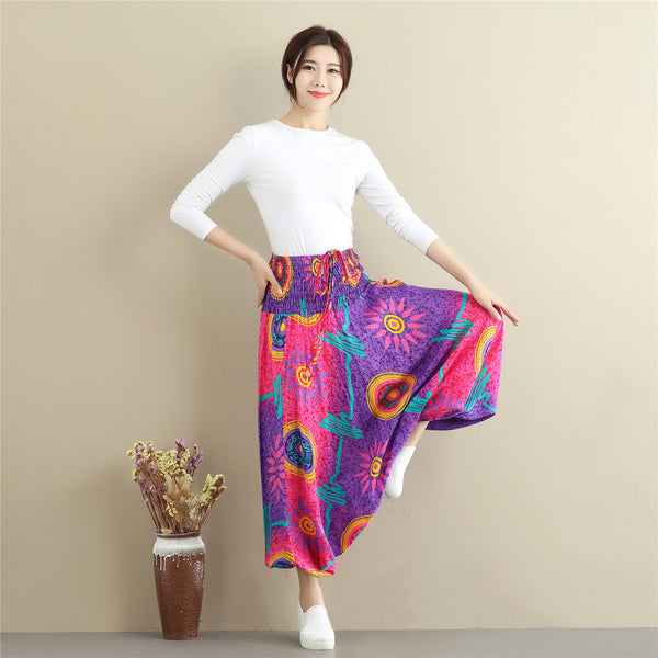 Women Cotton and Linen Extra Loose Cotton Hanging Crotch Casual Pants