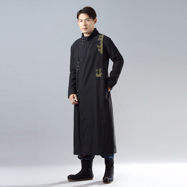 Men Eastern Naruto Style Linen and Cotton Coat (inner with velvet)