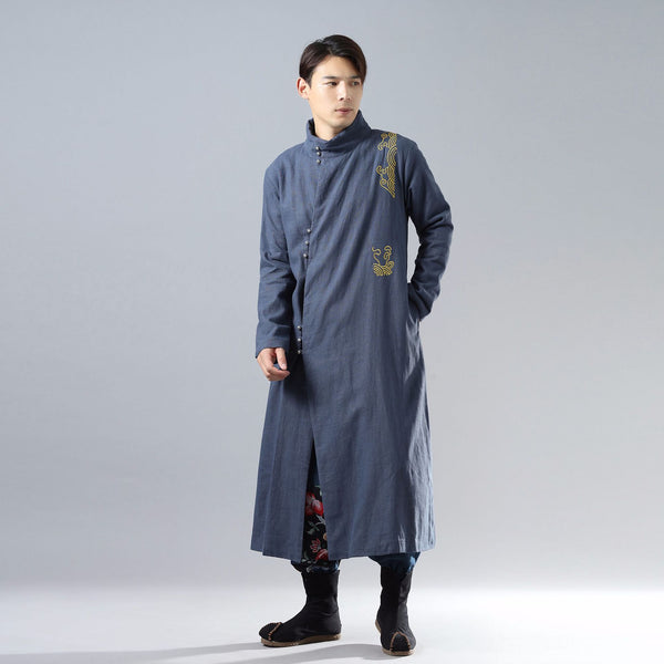 Men Eastern Naruto Style Linen and Cotton Coat (inner with velvet)