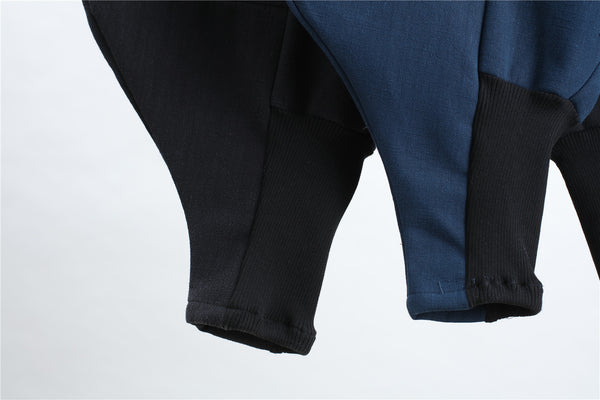 New Style Loose Pure Color Cotton and Linen Men Hanging Crotch Pants (inner layered with velvet)