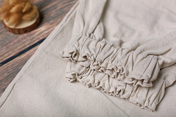 Women Causal Linen and Cotton Lantern Cropped Capri