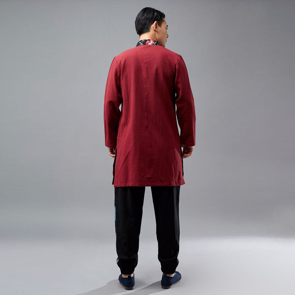 Men Ethnic Tunics Style Hangfu Kungfu Zen Style Men Linen and Cotton Tops