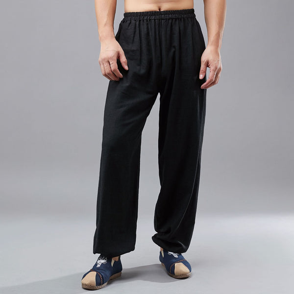 Men Loose Tai Chi Zen Linen and Cotton KungFu Pants