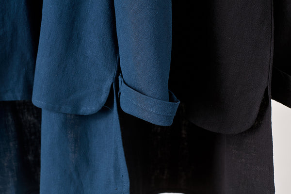 Men Eastern Swallowtail Coat Style Hangfu Kungfu Zen Style Men Long Sleeve Linen and Cotton Top