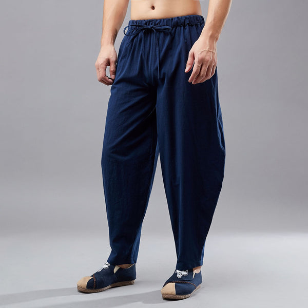 Men New Style Linen and Cotton Crotch KungFu Pants