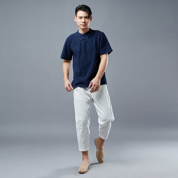 Men New Style Causal Linen and Cotton Capri Pants