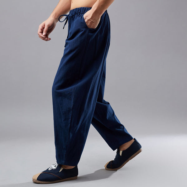 Men New Style Linen and Cotton Crotch KungFu Pants