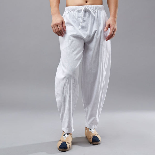 Men New Style Linen and Cotton Crotch KungFu Pants