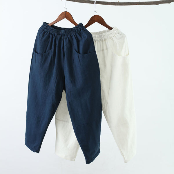 Men New Style Causal Linen and Cotton Capri Pants