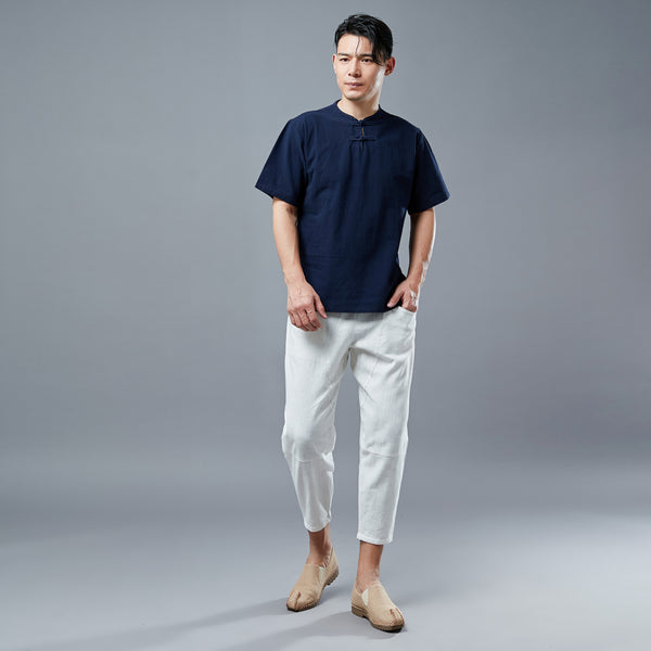 Men New Style Causal Linen and Cotton Capri Pants