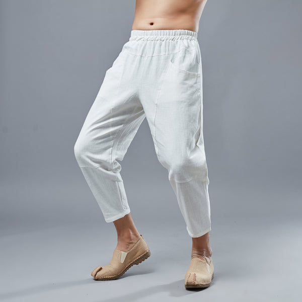 Men New Style Causal Linen and Cotton Capri Pants