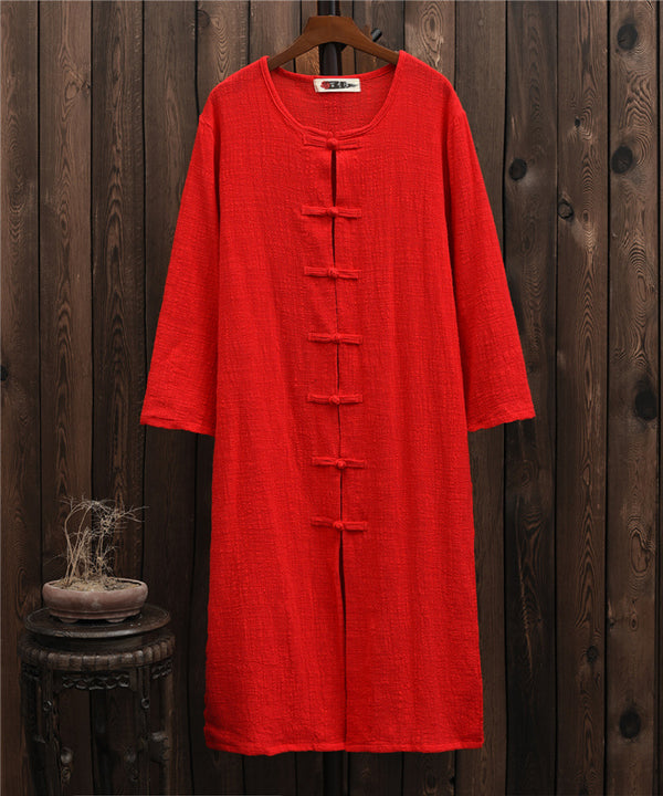 Women Linen and Cotton Asian KungFu Style Cardigan Coat