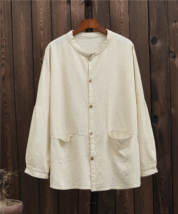 Simple Retro Style Long Sleeve Cardigan Shirt