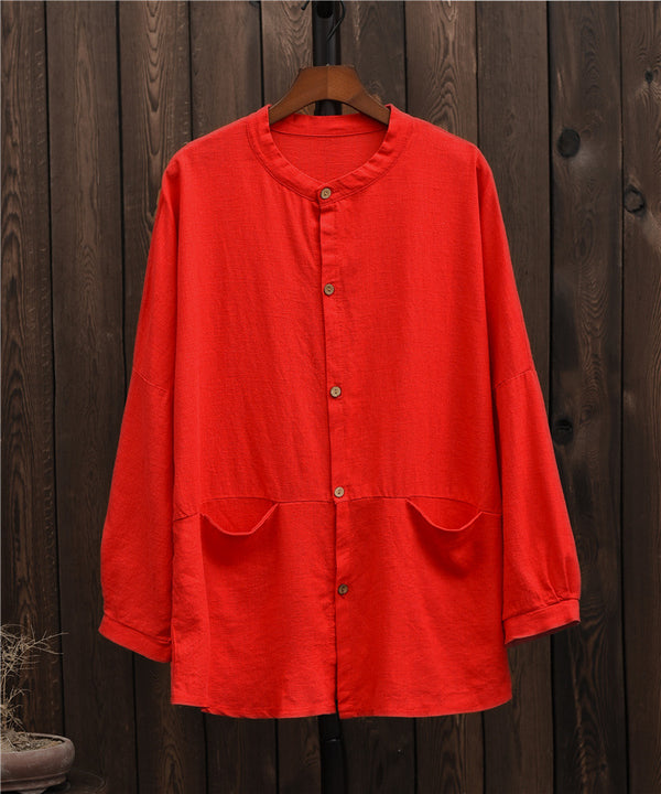 Simple Retro Style Long Sleeve Cardigan Shirt