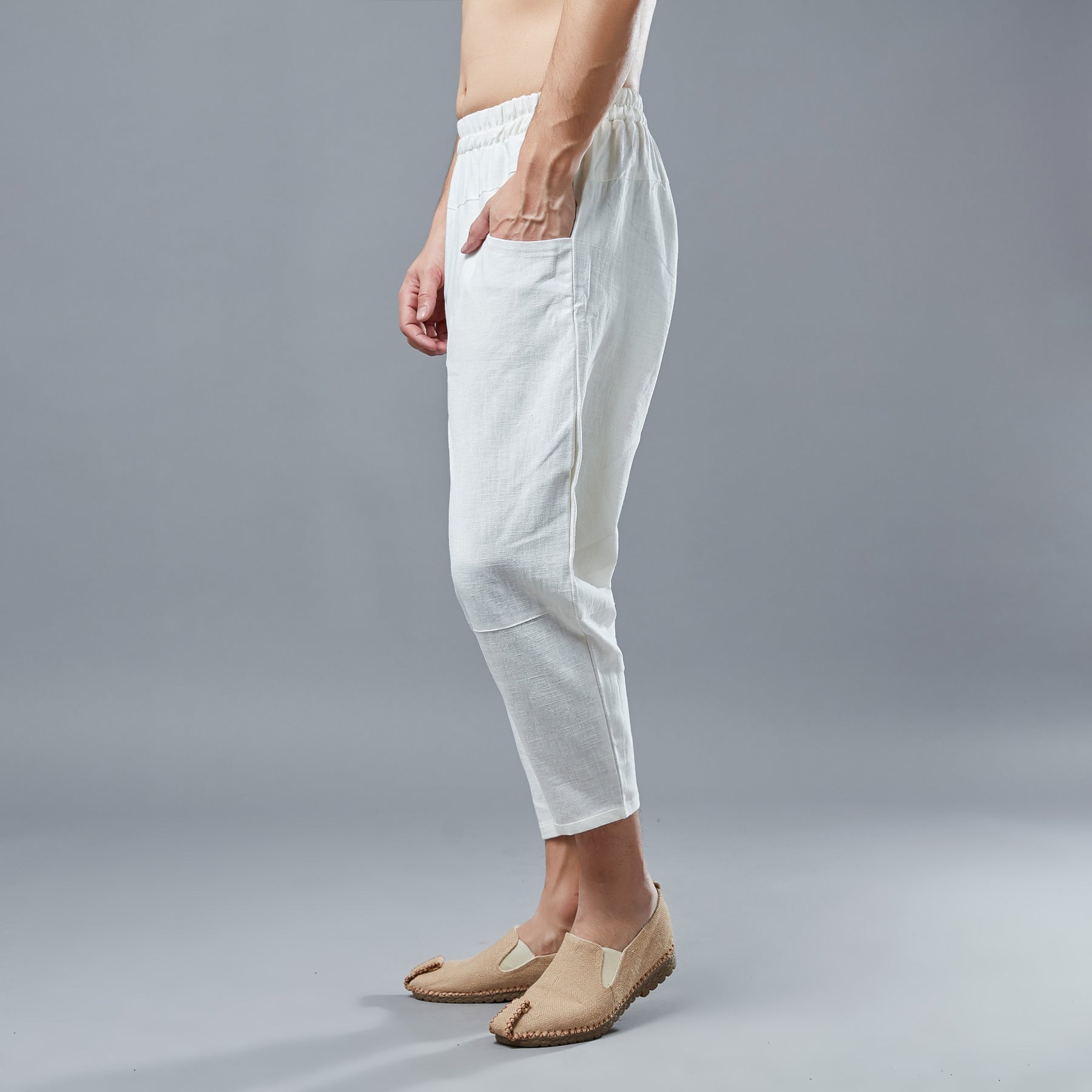 Men New Style Causal Linen and Cotton Capri Pants