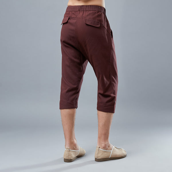 Men Causal Style Linen and Cotton Capri Pants