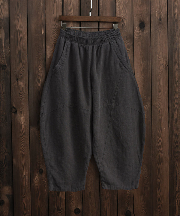 Women Casual Loose Linen Lantern Cropped Pants