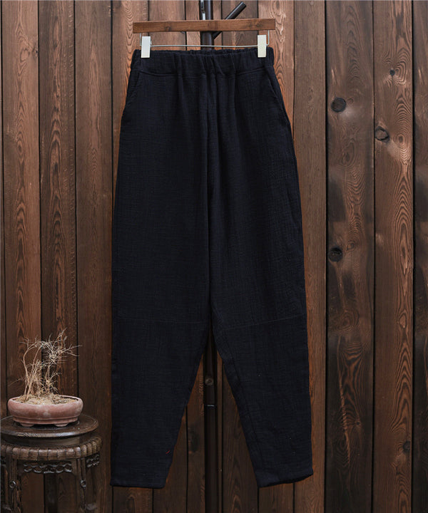 Women Casual Linen and Cotton Tapered Pants