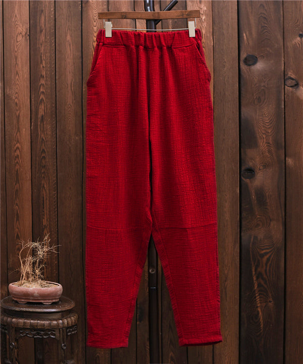 Women Casual Linen and Cotton Tapered Pants