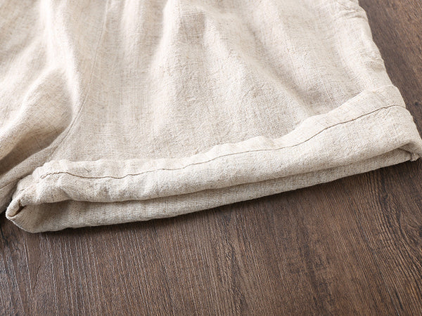 Women Casual Simple Linen and Cotton Shorts