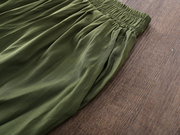 Women Yoga Palazzo Style Cupro Fabric Lantern Palazzo Wide Leg Pants