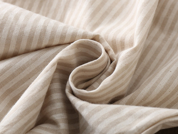 Women Linen and Cotton Casual Cropped Striped Pants