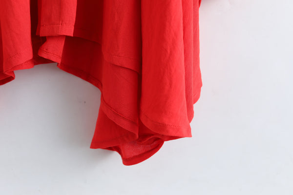 Men Red Loose Linen and Cotton Linen Cardigan Shirt