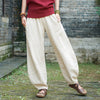 Women Retro Style Water-washed Linen and Cotton Lantern Pants