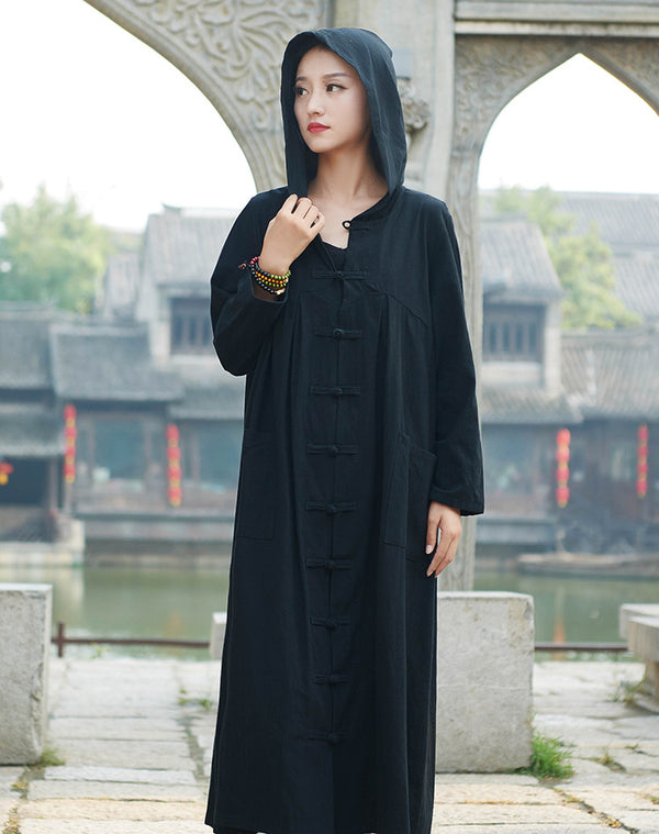 Women Witch Robes Style Linen and Cotton Coat Hoodie