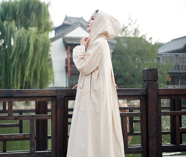 Women Witch Robes Style Linen and Cotton Coat Hoodie