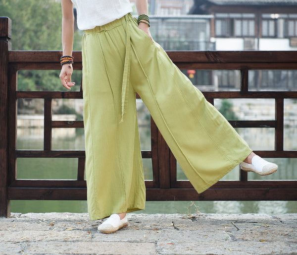 Women Yoga Palazzo Style Linen and Cotton Lantern Palazzo Wide Leg Dancing Pants