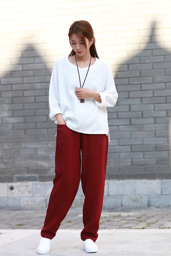 Women Causal Light Linen and Cotton Pants