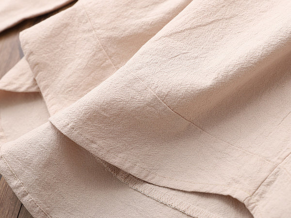Simple Pure Color Women Linen and Cotton Long Sleeve Blouses