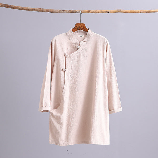 Women White blouse, white linen blouse, linen blouse, loose linen blouse, Zen Blouse, long sleeve blouses, Hangfu, chinese blouse