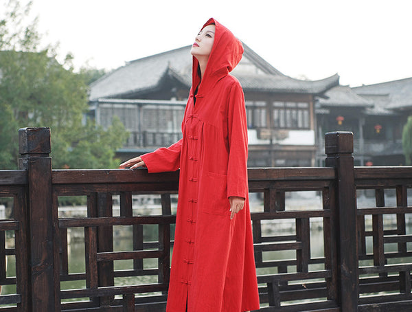 Women Witch Robes Style Linen and Cotton Coat Hoodie