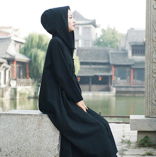 Women Witch Robes Style Linen and Cotton Coat Hoodie