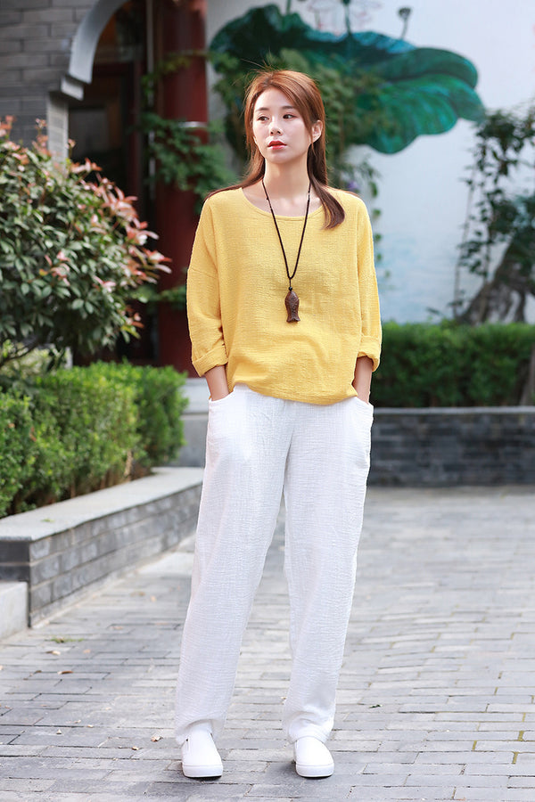 Women Causal Light Linen and Cotton Pants