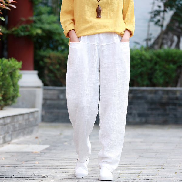 Women Causal Light Linen and Cotton Pants