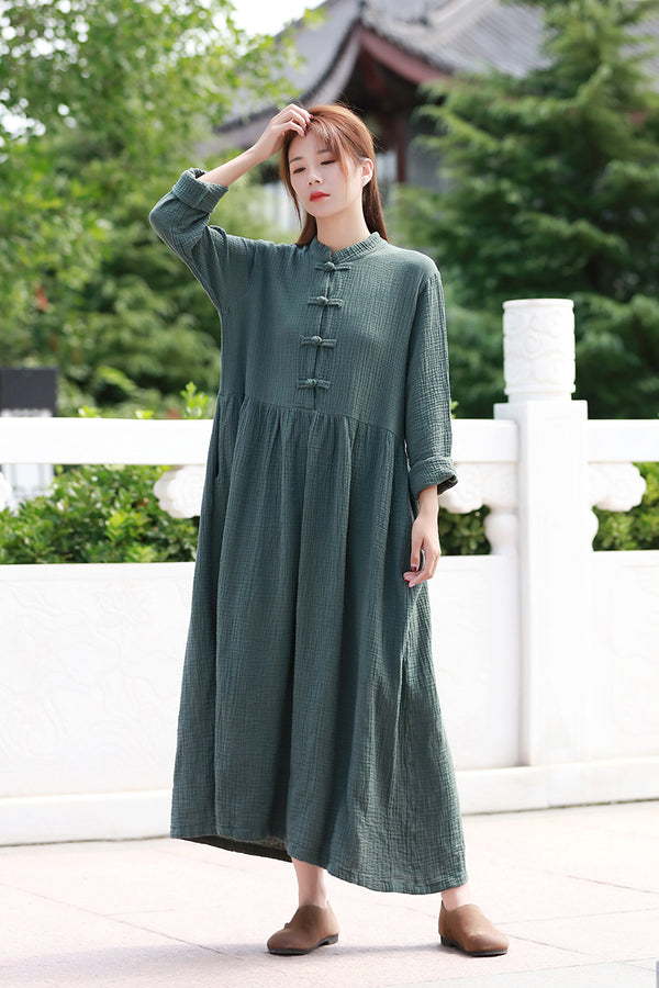 White Dress/ Maternity dress/ Linen Dress/ Summer Dress/ Tea Length Dress/ Casual dress/ High Waist Dress