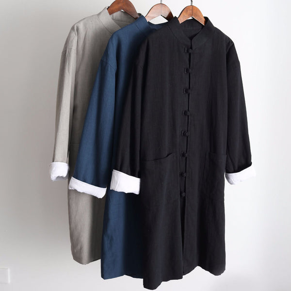 Men Asian Style Linen and Cotton Coat (inner with velvet)
