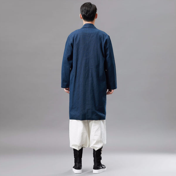 Men Retro Classic Style Linen and Cotton V Neck Coat