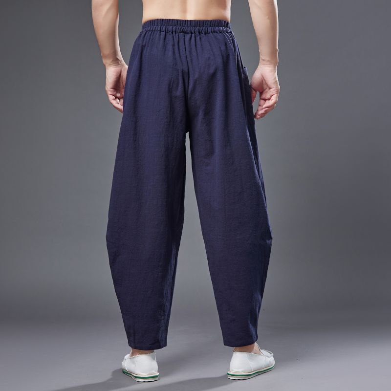 Summer NEW! Men Causal Style Linen and Cotton Big Pockets Small Leg Pants