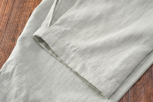 2022 Summer NEW! Women Simple Causal Lantern Style Sand Washed Linen and Cotton Pants