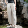 2022 Summer NEW! Women Simple Causal Lantern Style Sand Washed Linen and Cotton Cropped Pants