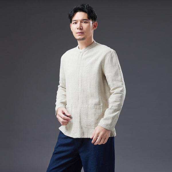 2022 Summer NEW! Men Causal Style Linen and Cotton Long Sleeve Simple Shirts