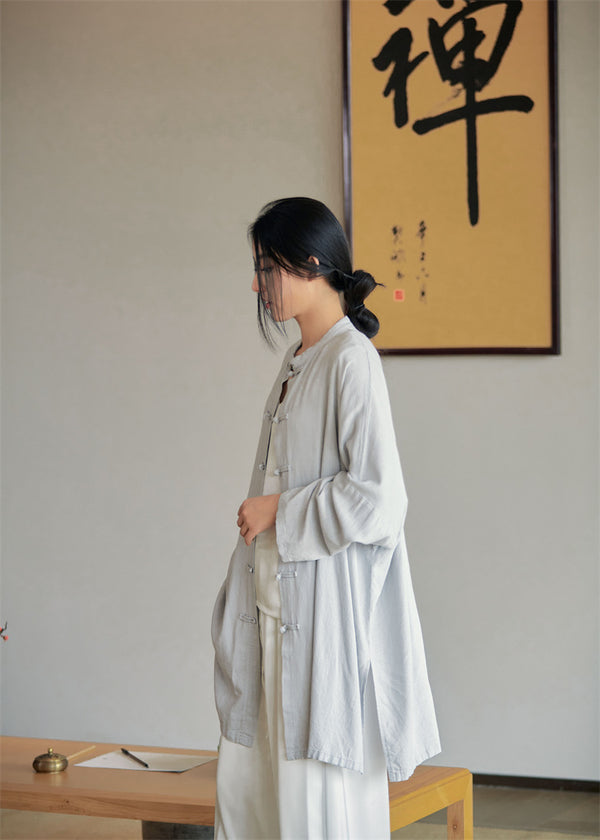 2022 Summer NEW! Women Linen and Cotton Loose Thin Zen Style Long Jacket