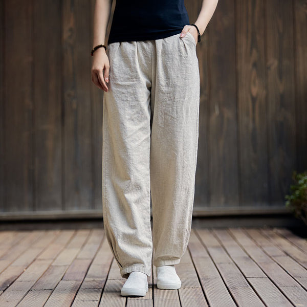 2022 Summer NEW! Women Sport Style Lantern Leisure Sand Washed Linen and cotton Pants