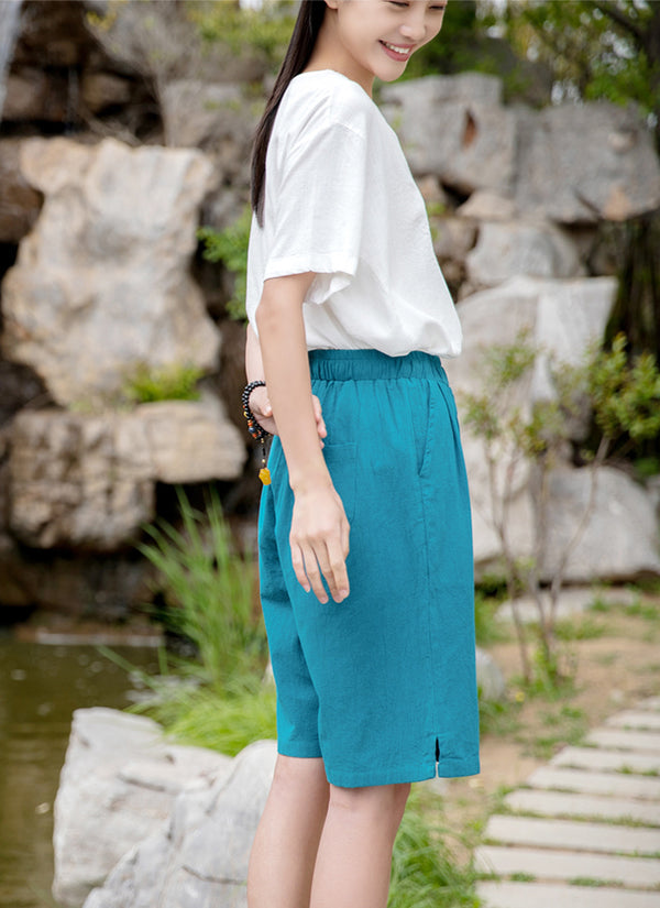 2022 Summer NEW! Women Retro Style Wrinkle Linen and Cotton Shorts